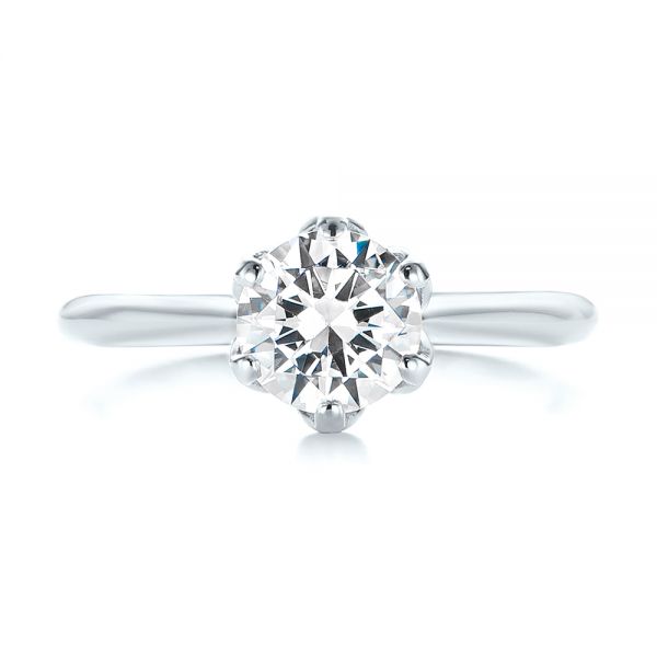 14k White Gold 14k White Gold Elegant Solitaire Engagement Ring - Top View -  103295