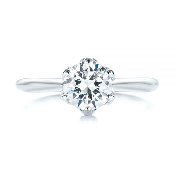 14k White Gold 14k White Gold Elegant Solitaire Engagement Ring - Top View -  103299