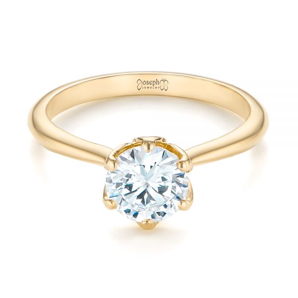 18k Yellow Gold 18k Yellow Gold Elegant Solitaire Engagement Ring - Flat View -  103295