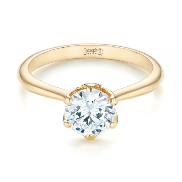 14k Yellow Gold Elegant Solitaire Engagement Ring - Flat View -  103299