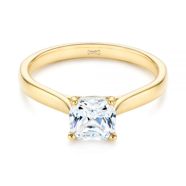 14k Yellow Gold Elegant Solitaire Engagement Ring - Flat View -  105650