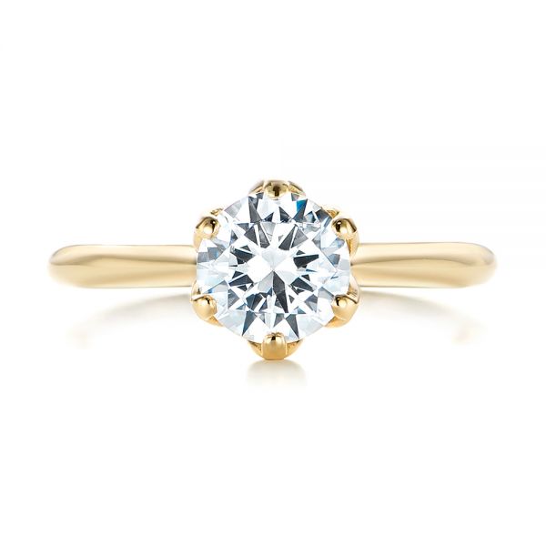 14k Yellow Gold Elegant Solitaire Engagement Ring - Top View -  103299