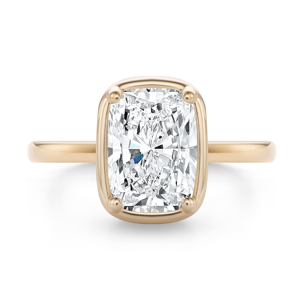 14k Rose Gold 14k Rose Gold Elongated Cushion Cut Diamond and Hidden Halo Engagement Ring - Top View -  108358 - Thumbnail