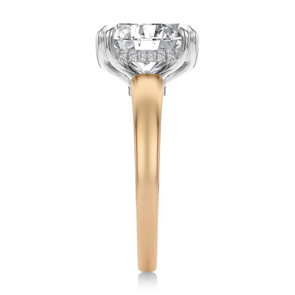 18k Rose Gold And Platinum 18k Rose Gold And Platinum Elongated Cushion Cut And Hidden Halo Diamond Engagement Ring - Side View -  108328 - Thumbnail