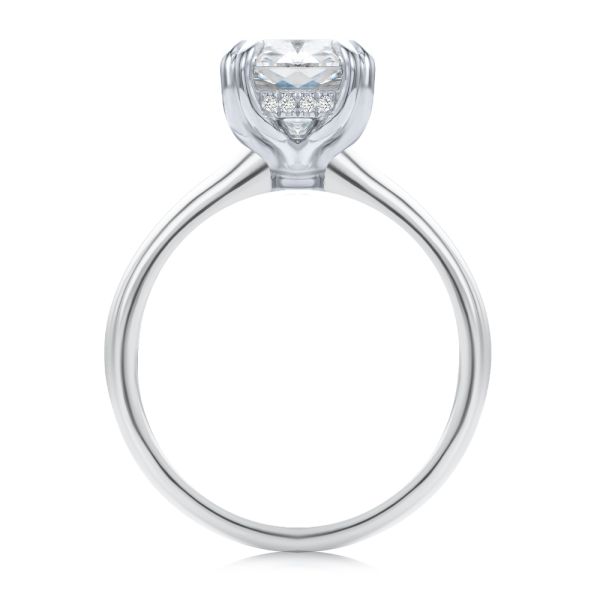  Platinum And Platinum Platinum And Platinum Elongated Cushion Cut And Hidden Halo Diamond Engagement Ring - Front View -  108328 - Thumbnail