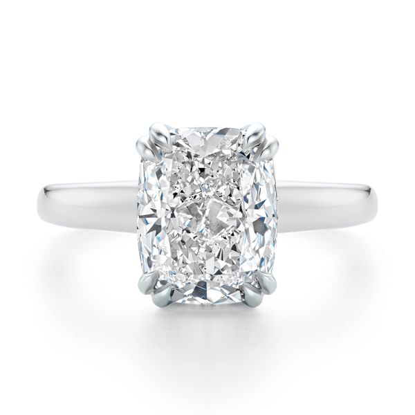  Platinum And Platinum Platinum And Platinum Elongated Cushion Cut And Hidden Halo Diamond Engagement Ring - Top View -  108328 - Thumbnail