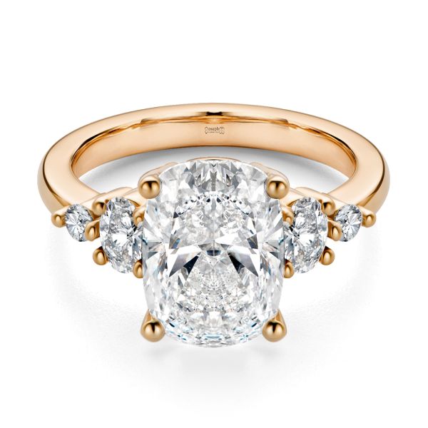 14k Rose Gold 14k Rose Gold Elongated Cushion Cut With Diamond Accents Engagement Ring - Flat View -  108312 - Thumbnail