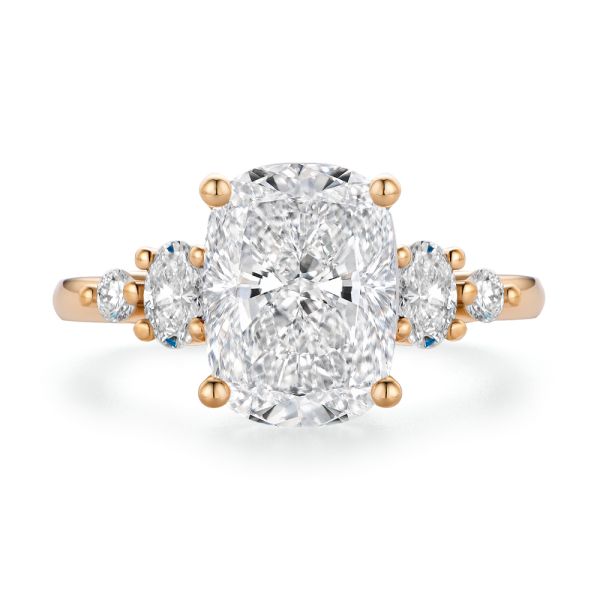 14k Rose Gold 14k Rose Gold Elongated Cushion Cut With Diamond Accents Engagement Ring - Top View -  108312 - Thumbnail