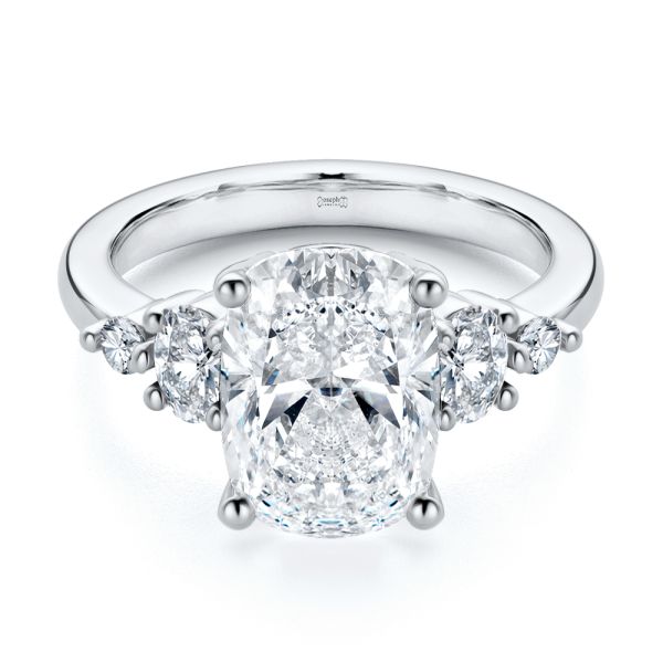 14k White Gold 14k White Gold Elongated Cushion Cut With Diamond Accents Engagement Ring - Flat View -  108312 - Thumbnail