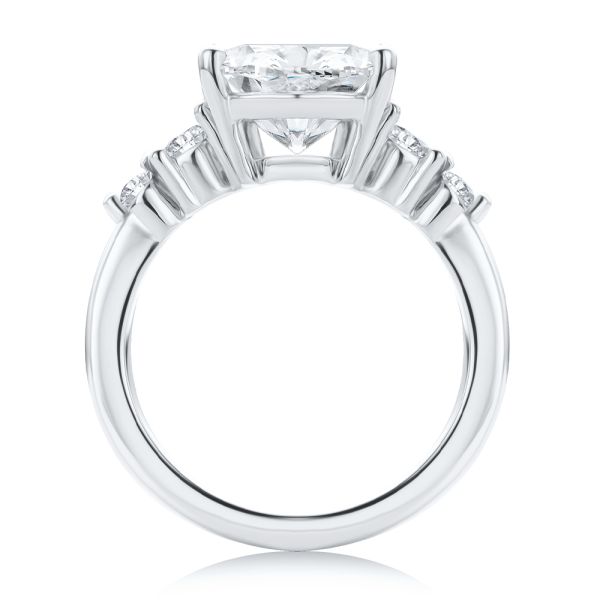 14k White Gold 14k White Gold Elongated Cushion Cut With Diamond Accents Engagement Ring - Front View -  108312 - Thumbnail