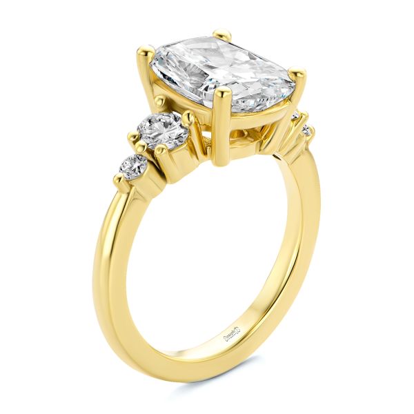 Elongated Cushion Cut with Diamond Accents Engagement Ring - Image