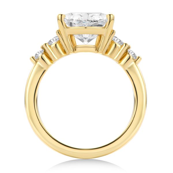14k Yellow Gold Elongated Cushion Cut With Diamond Accents Engagement Ring - Front View -  108312 - Thumbnail
