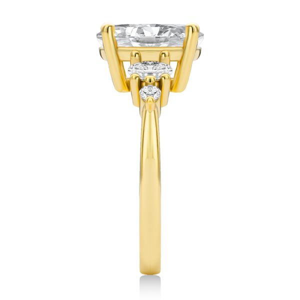 14k Yellow Gold Elongated Cushion Cut With Diamond Accents Engagement Ring - Side View -  108312 - Thumbnail