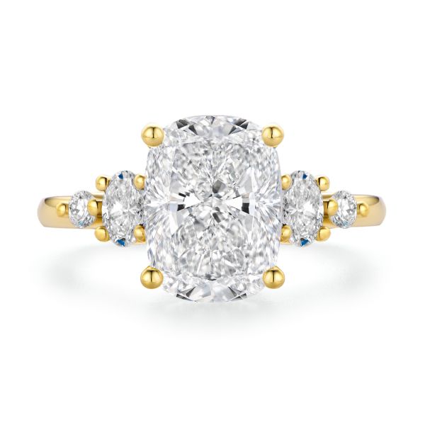 14k Yellow Gold Elongated Cushion Cut With Diamond Accents Engagement Ring - Top View -  108312 - Thumbnail
