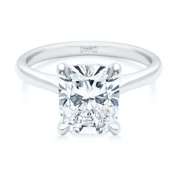 14k White Gold Elongated Cushion Diamond Engagement Ring - Flat View -  107276 - Thumbnail
