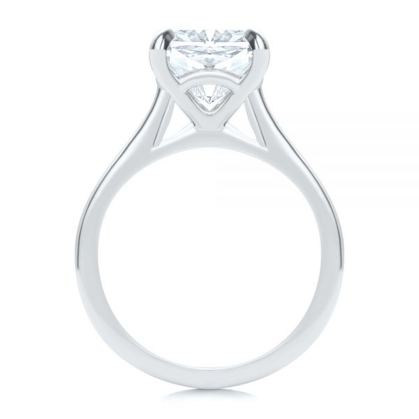 14k White Gold Elongated Cushion Diamond Engagement Ring - Front View -  107276 - Thumbnail