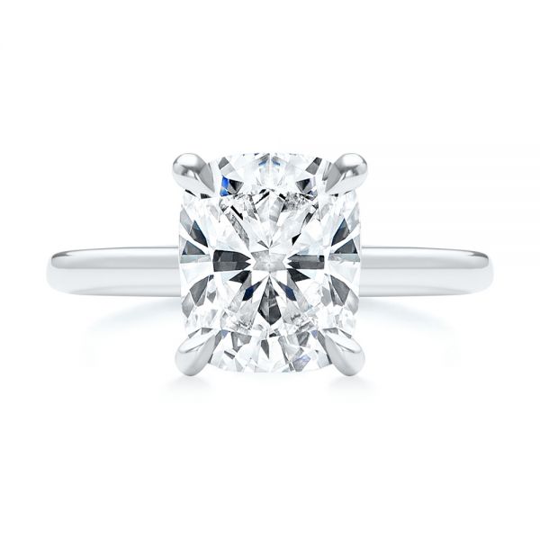 14k White Gold Elongated Cushion Diamond Engagement Ring - Top View -  107276 - Thumbnail