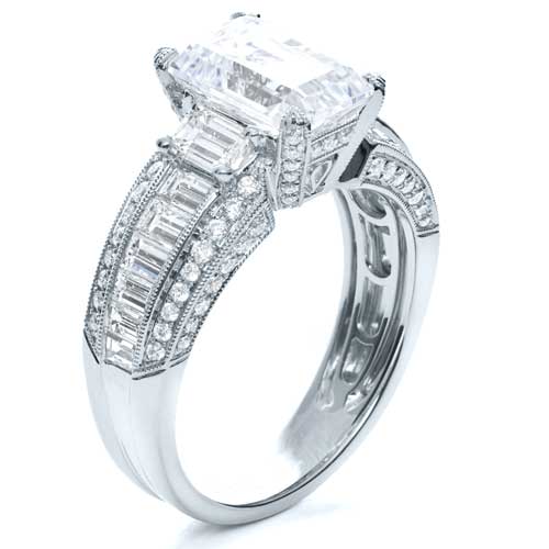 Custom Three Stone Diamond Engagement Ring #103004 - Seattle Bellevue ...