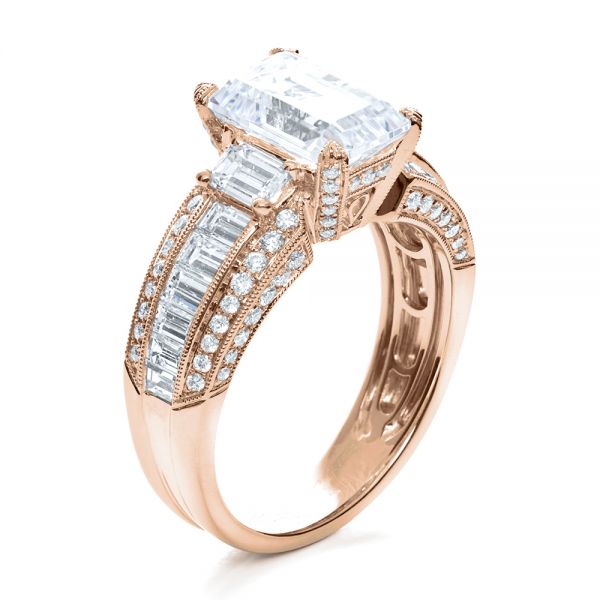 18k Rose Gold 18k Rose Gold Emerald Cut Diamond Engagement Ring -  192