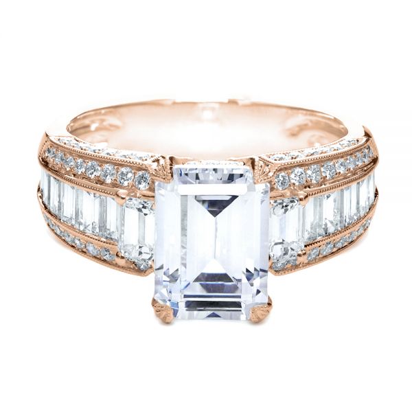 18k Rose Gold 18k Rose Gold Emerald Cut Diamond Engagement Ring -  192
