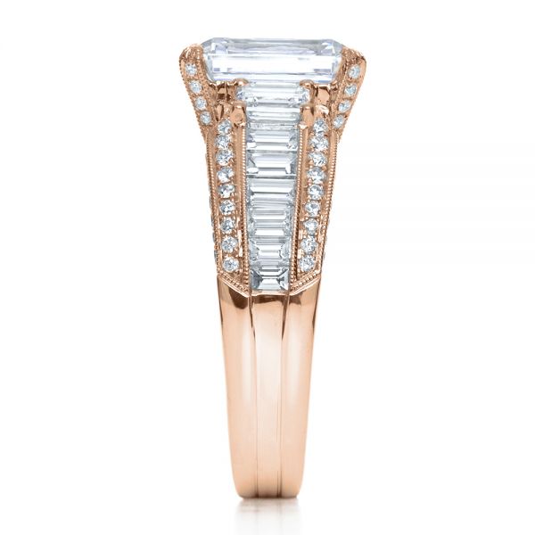 14k Rose Gold 14k Rose Gold Emerald Cut Diamond Engagement Ring - Side View - 192