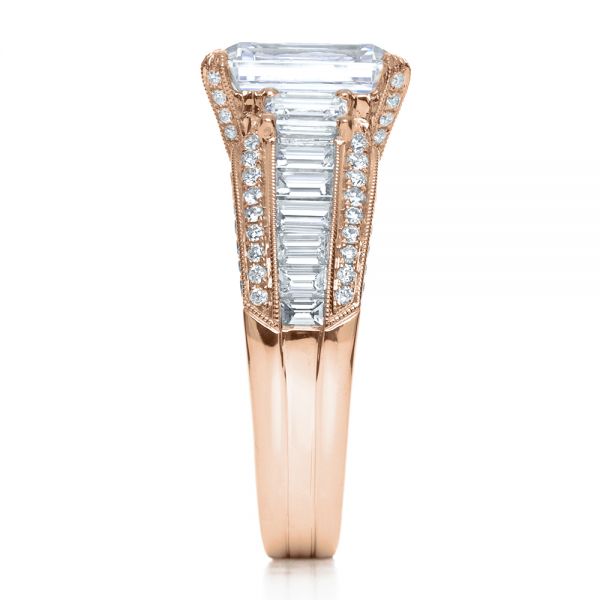 18k Rose Gold 18k Rose Gold Emerald Cut Diamond Engagement Ring - Side View -  192