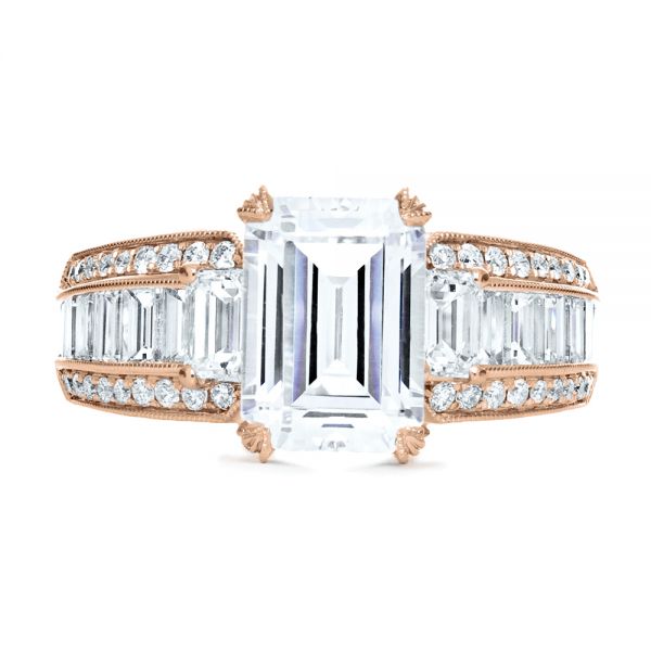 14k Rose Gold 14k Rose Gold Emerald Cut Diamond Engagement Ring - Top View - 192