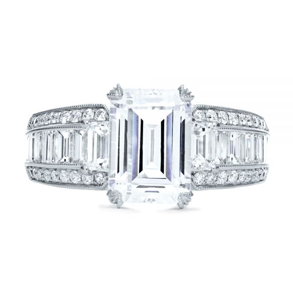  Platinum Platinum Emerald Cut Diamond Engagement Ring - Top View -  192