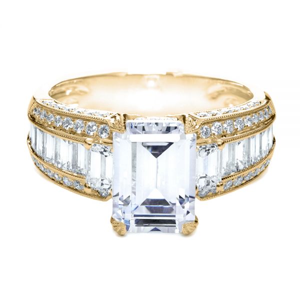 14k Yellow Gold 14k Yellow Gold Emerald Cut Diamond Engagement Ring - Top View -  192