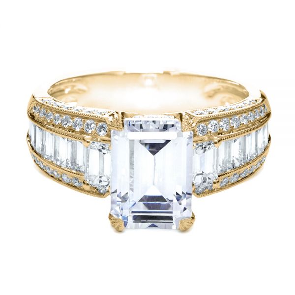 18k Yellow Gold 18k Yellow Gold Emerald Cut Diamond Engagement Ring - Top View - 192
