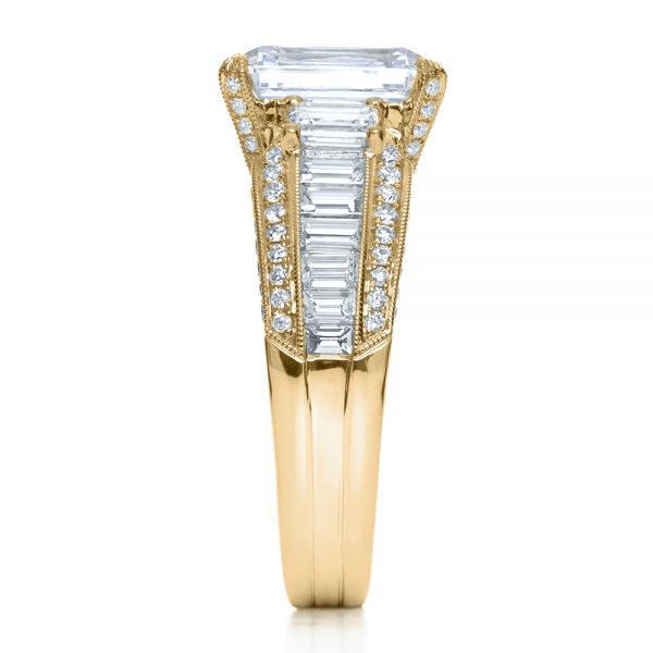 18k Yellow Gold 18k Yellow Gold Emerald Cut Diamond Engagement Ring - Side View - 192