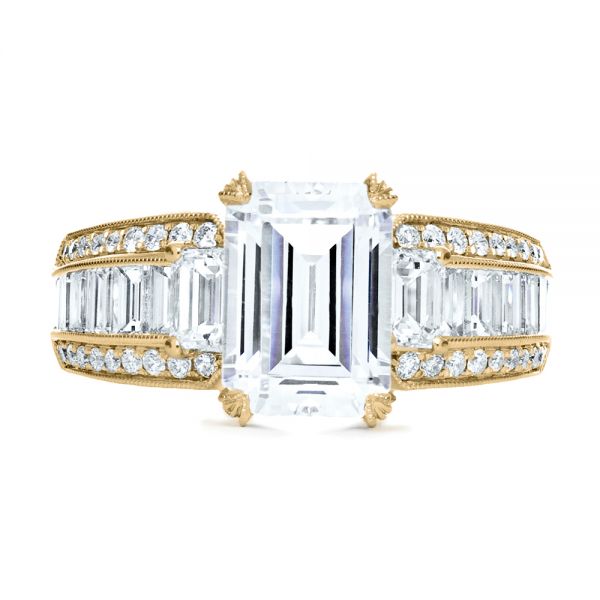 18k Yellow Gold 18k Yellow Gold Emerald Cut Diamond Engagement Ring - Top View - 192
