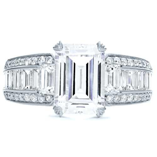 Pictures of emerald cut diamond engagement rings