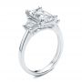 14k White Gold 14k White Gold Emerald Cut and Trapezoids Diamond Engagement Ring - Three-Quarter View -  107815 - Thumbnail