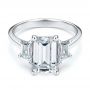 14k White Gold 14k White Gold Emerald Cut and Trapezoids Diamond Engagement Ring - Flat View -  107815 - Thumbnail