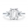 14k White Gold 14k White Gold Emerald Cut and Trapezoids Diamond Engagement Ring - Top View -  107815 - Thumbnail