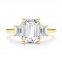 18k Yellow Gold 18k Yellow Gold Emerald Cut and Trapezoids Diamond Engagement Ring - Top View -  107815 - Thumbnail