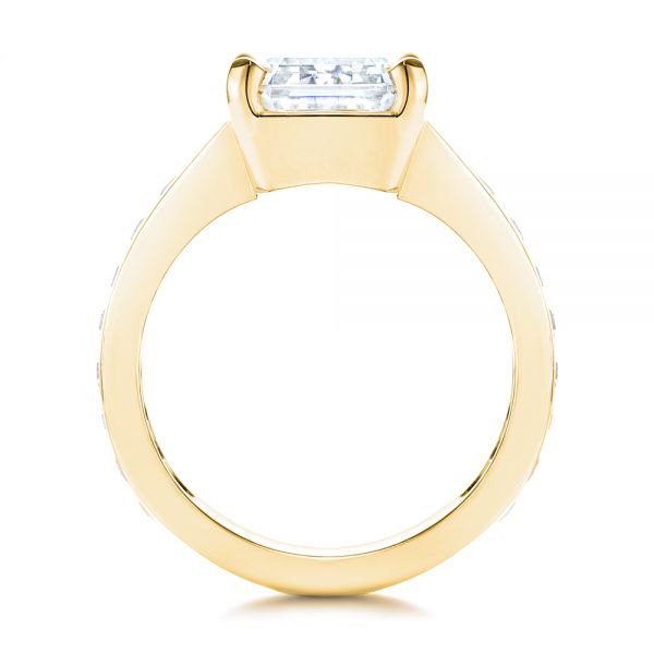 18k Yellow Gold 18k Yellow Gold Emerald Cut And Trapezoid Engagement Ring - Front View -  106853 - Thumbnail