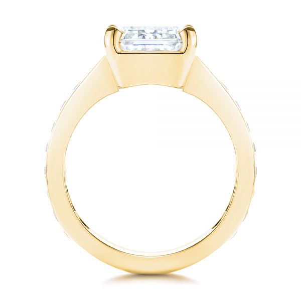 18k Yellow Gold 18k Yellow Gold Emerald Cut And Trapezoid Engagement Ring - Front View - 106853