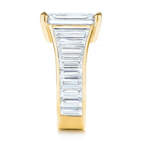 18k Yellow Gold 18k Yellow Gold Emerald Cut And Trapezoid Engagement Ring - Side View - 106853