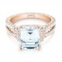 18k Rose Gold 18k Rose Gold Emerald Diamond Engagement Ring - Flat View -  103715 - Thumbnail