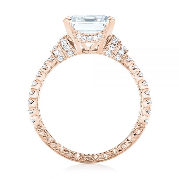 18k Rose Gold 18k Rose Gold Emerald Diamond Engagement Ring - Front View - 103715