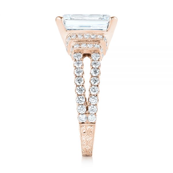 18k Rose Gold 18k Rose Gold Emerald Diamond Engagement Ring - Side View -  103715