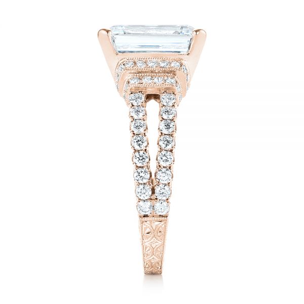 18k Rose Gold 18k Rose Gold Emerald Diamond Engagement Ring - Side View - 103715