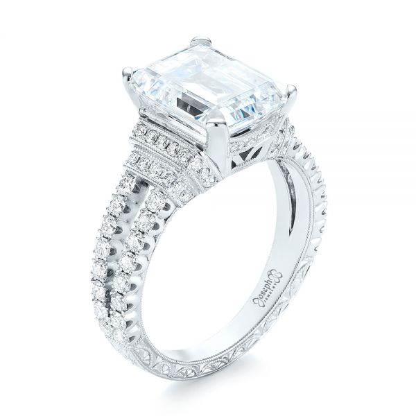 Emerald Diamond Engagement Ring - Image