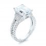18k White Gold Emerald Diamond Engagement Ring - Three-Quarter View -  103715 - Thumbnail