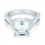 18k White Gold Emerald Diamond Engagement Ring - Flat View -  103715 - Thumbnail