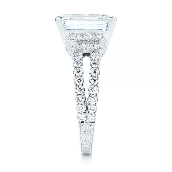 14k White Gold 14k White Gold Emerald Diamond Engagement Ring - Side View -  103715