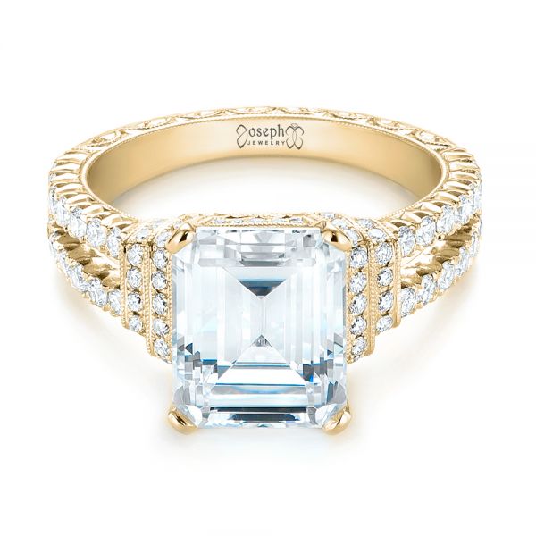 14k Yellow Gold 14k Yellow Gold Emerald Diamond Engagement Ring - Flat View - 103715
