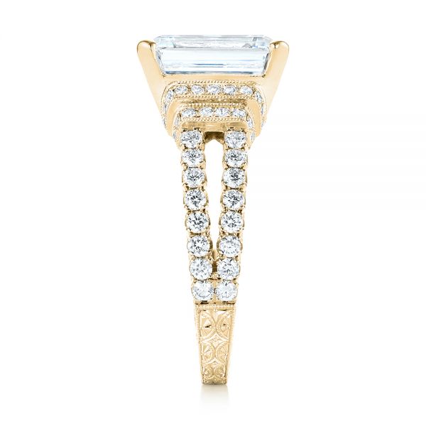 18k Yellow Gold 18k Yellow Gold Emerald Diamond Engagement Ring - Side View -  103715